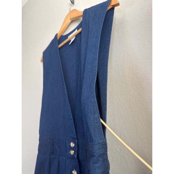 Vintage Lands End Sleeveless Denim Dress Sz 12 Teacher Blue Jean Overall Dress - Picture 3 of 6